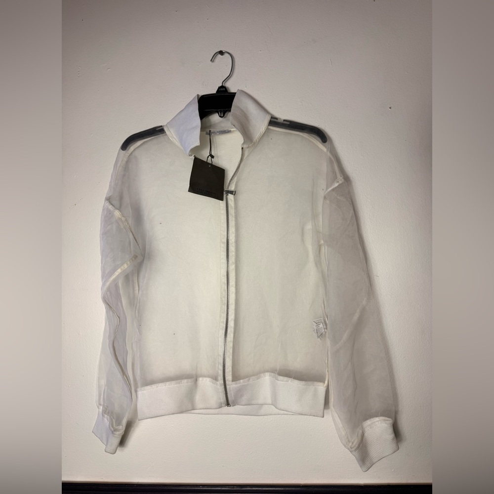 Zara White Chain-Detail Mesh Jacket